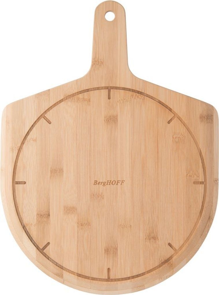 BergHOFF Leo Pizzaschaufel, Pizzaheber, Pizzawender, Pizzabrett, Schneidebrett, Braun, Bambus, 45.5 x 34 cm, 3950024