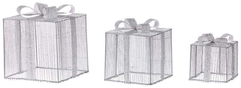 BELIANI Sada 3 venkovních LED dekorací stříbrná kovová 25 x Obrázek produktu 