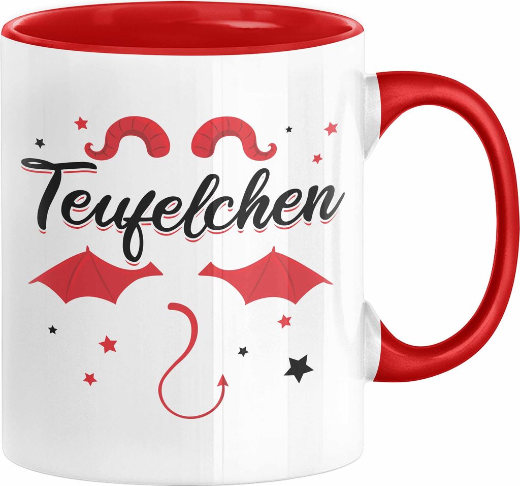 Teufelchen Tasse Geschenk für Frauen Teufel Kaffee-Becher (Rot)