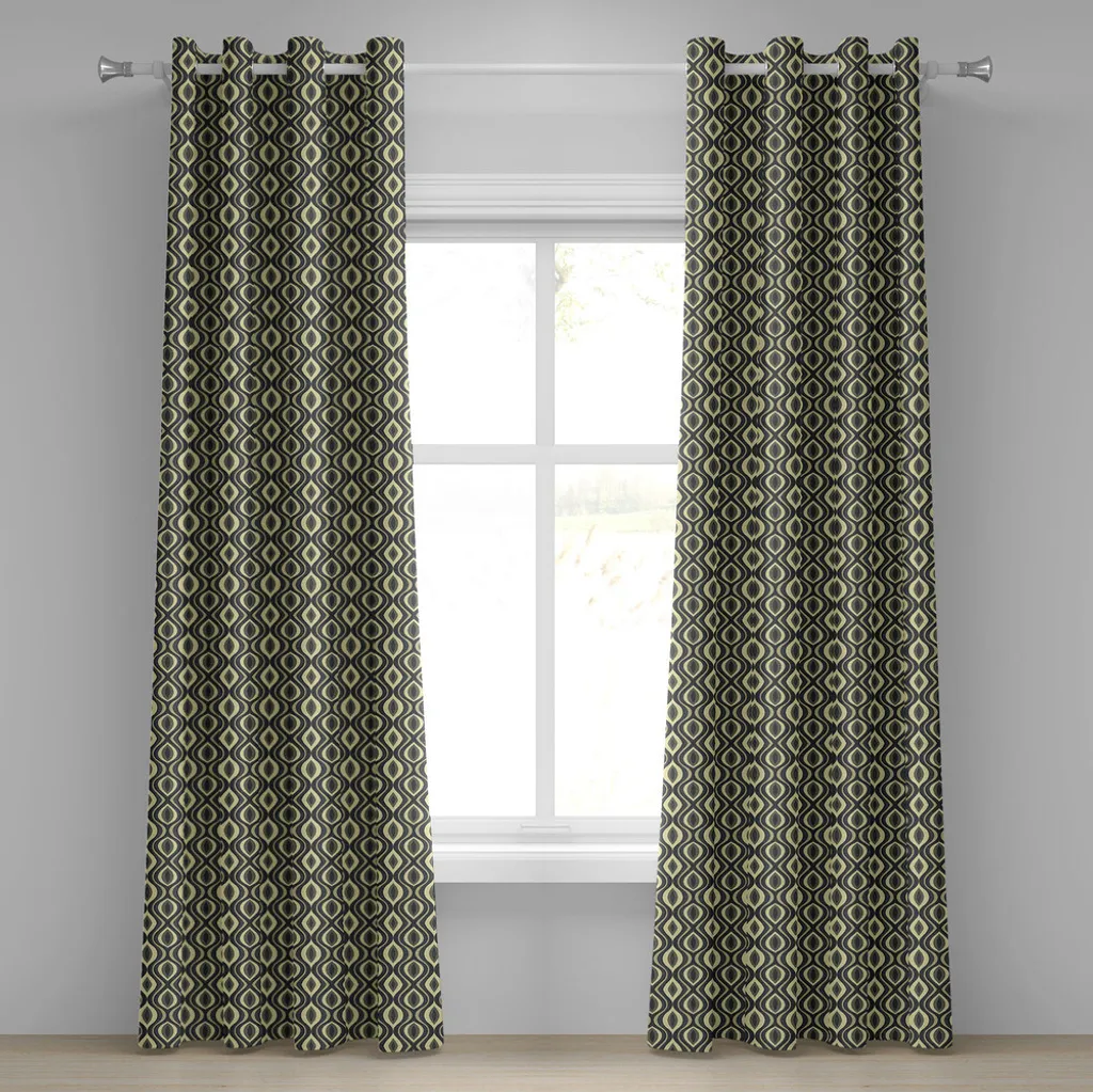 Tende Decorative Boho ABAKUHAUS 2 Pannelli Etnici Grigio Giallo 280x225