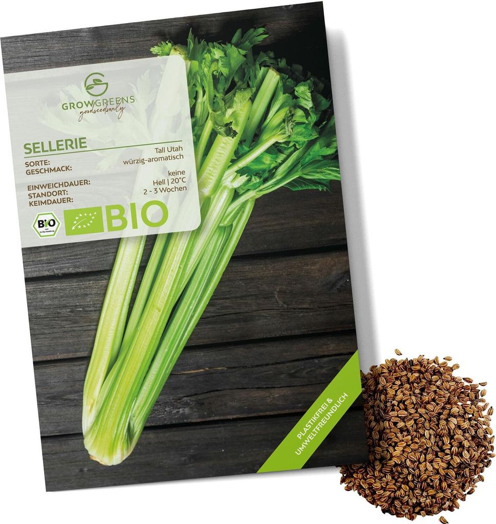 Selleriesamen (Tall Utah, 250 Korn) - Staudensellerie Saatgut aus biologischem Anbau ideal für die Anzucht im Garten, Balkon oder Terrasse