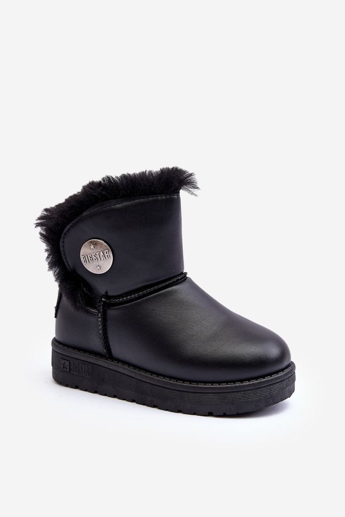 Kinder Schneestiefel Mit Fellfutter Schwarz Big Star MM374082 Gefüttert 34