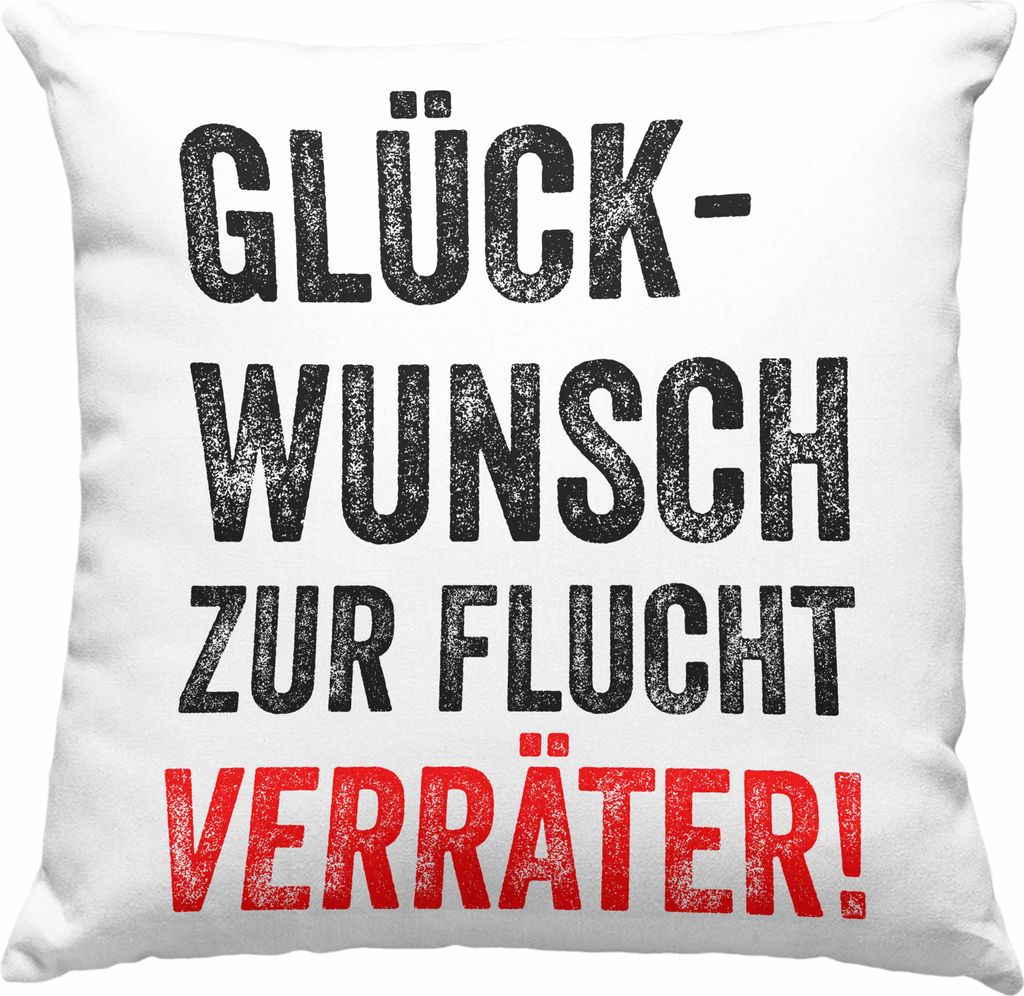 Trendation - Jobwechsel Deko-Kissen mit Füllung 40x40 Geschenk Kollegin Kollege Lustig Abschiedsgeschenk Sprüche Glückwunsch Zur Flucht (Blau)