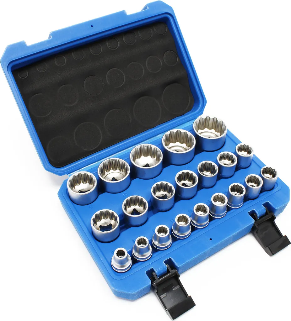 Coffret douilles 12 pans 1/2 anti-arrondi 8-36mm pour écrous difficiles