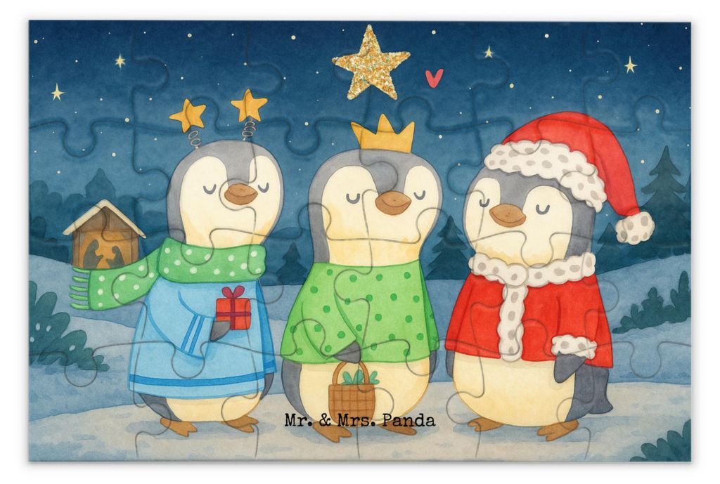 Mr. & Mrs. Panda Puzzle Winterzeit Heilige drei Könige Design 24 Teile - Weiß - Geschenk, 500, Puzzlespiel, Wintermotiv, Weihnachtstage, Weihnach...