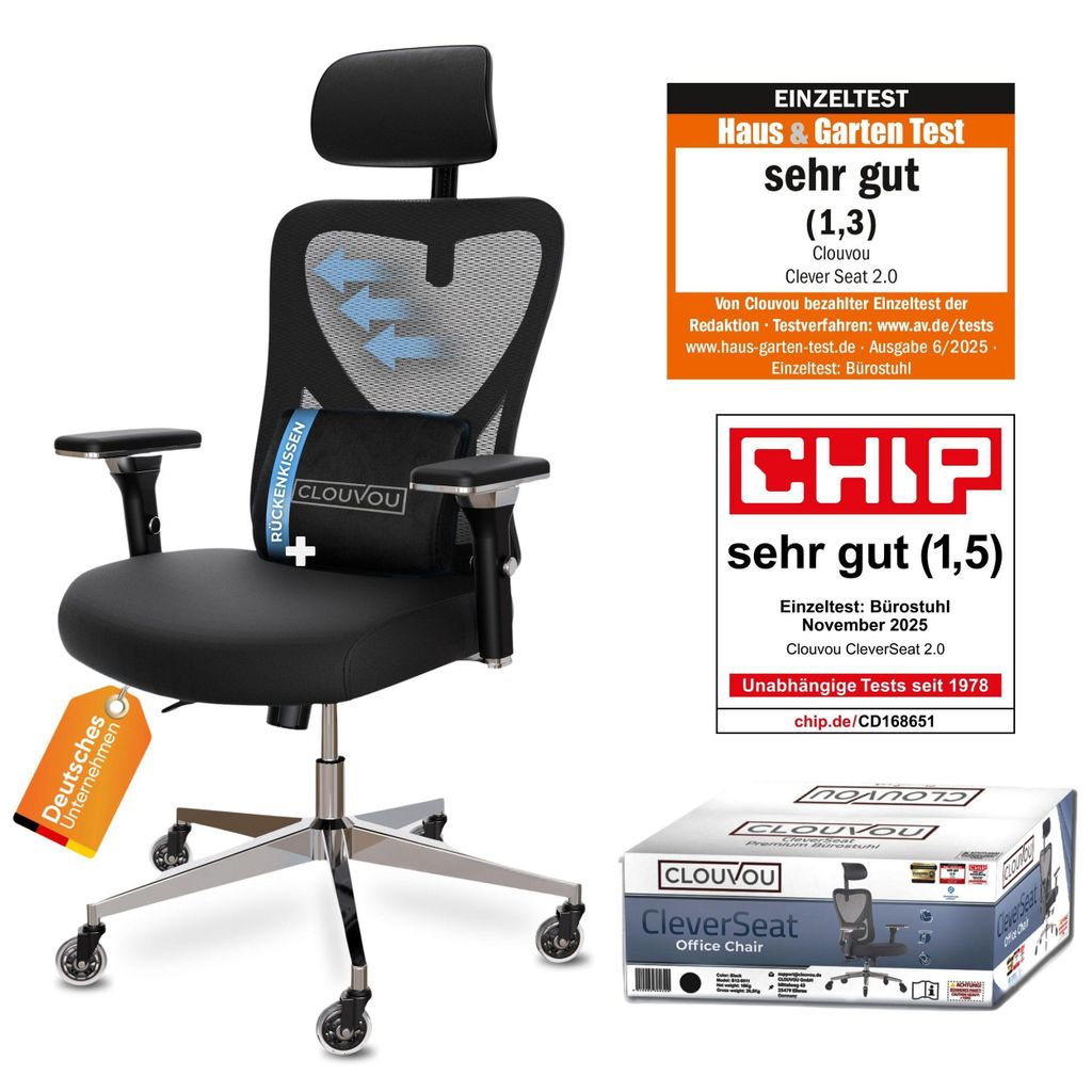 CLOUVOU CleverSeat Bürostuhl Ergonomisch Schreibtischstuhl Produktbild 