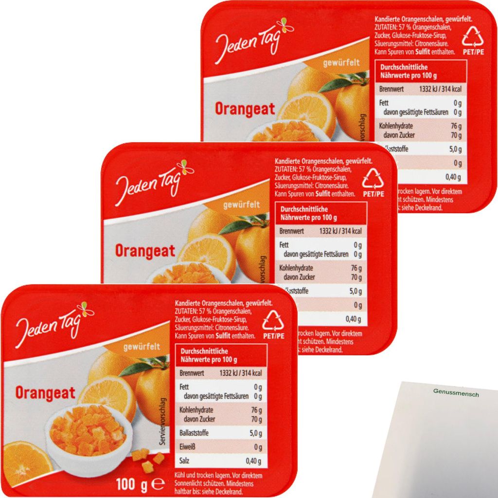 Jeden Tag Orangeat 3er Pack (3x100g Packung) + usy Block Produktbild 