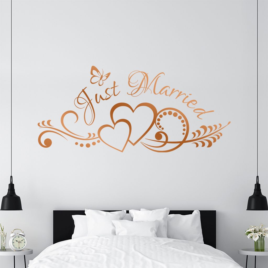 KIWISTAR Just Married - verheiratet Wandtattoo in 6 Größen - Wandaufkleber Wall Sticker - Dekoration, Küche, Wohnzimmer, Schlafzimmer, Badezimmer