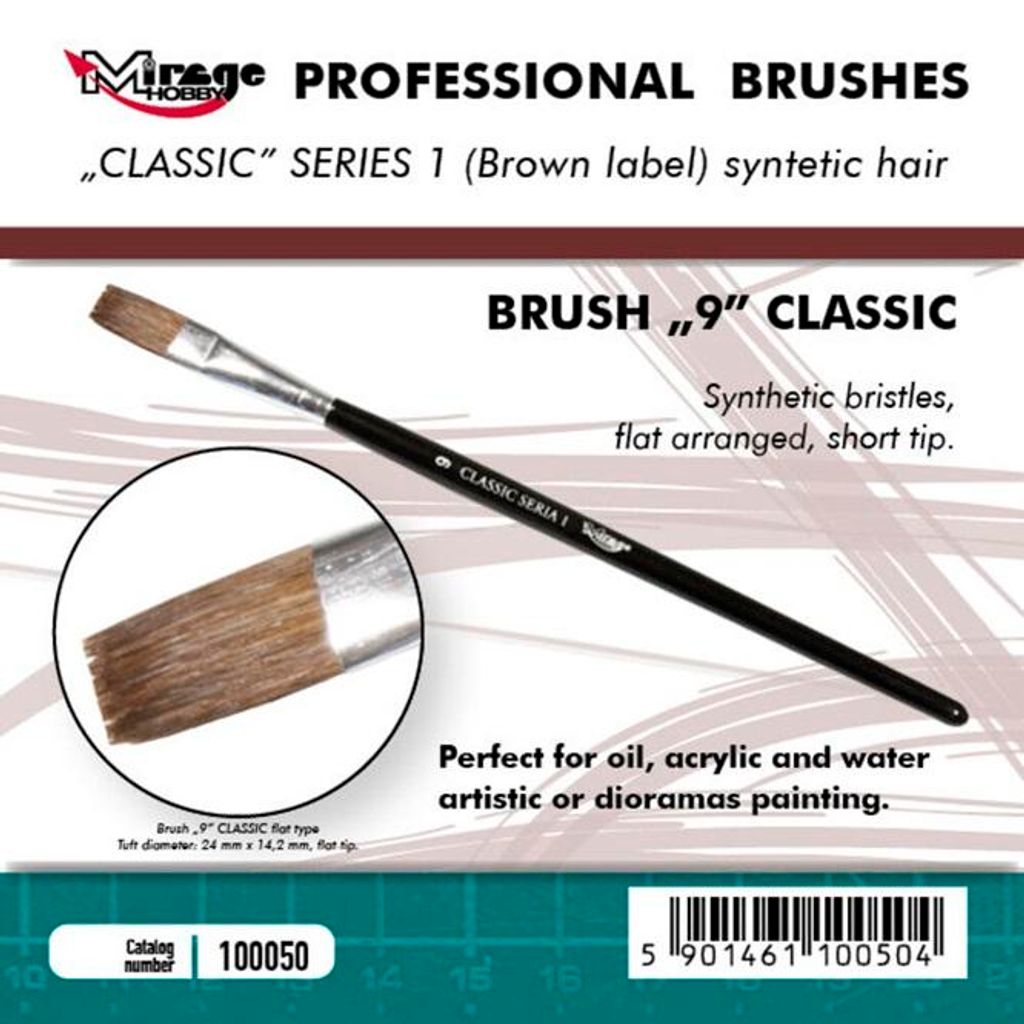 Mirage Hobby 100050 - MIRAGE BRUSH FLAT HIGH QUALITY CLASSIC SERIES 1 size 9 Neu