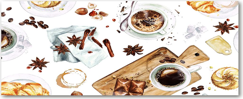 Tulup Leinwandbild - 125x50 cm - Wandkunst - Drucke auf Leinwand - Leinwanddruck - Essen & Getränke - Beige - Morgenkaffee