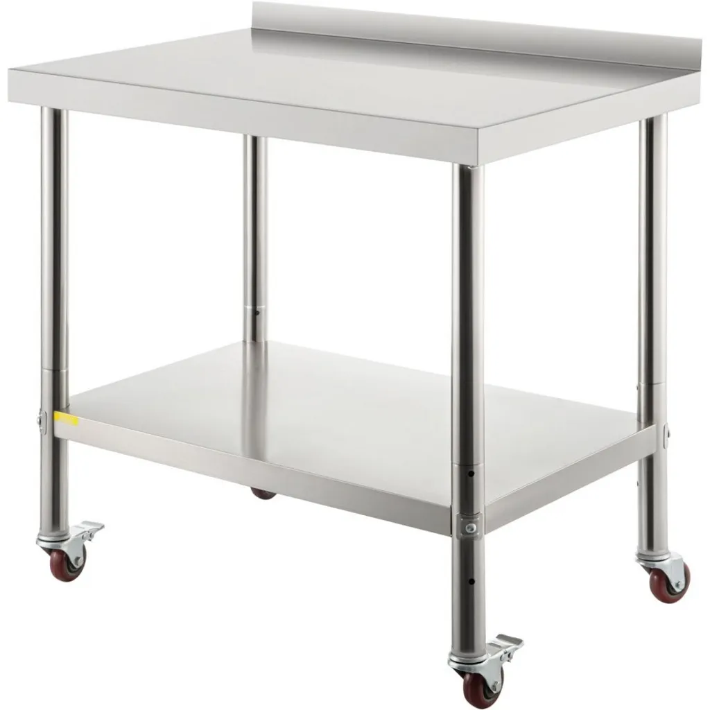 Table inox sur roulettes 76x61 cm : fini le manque de place en cuisine