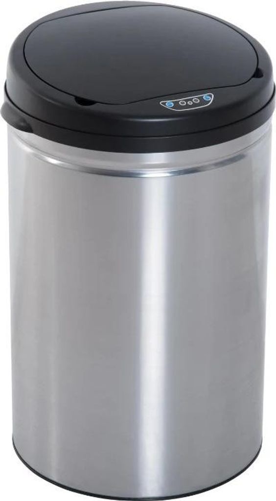 Sensor-Mülleimer 30L Edelstahl rund IR-Sensor automatischer Abfalleimer mit Deckel hygienischer Treteimer für Küche Bad & Büro batteriebetrieben