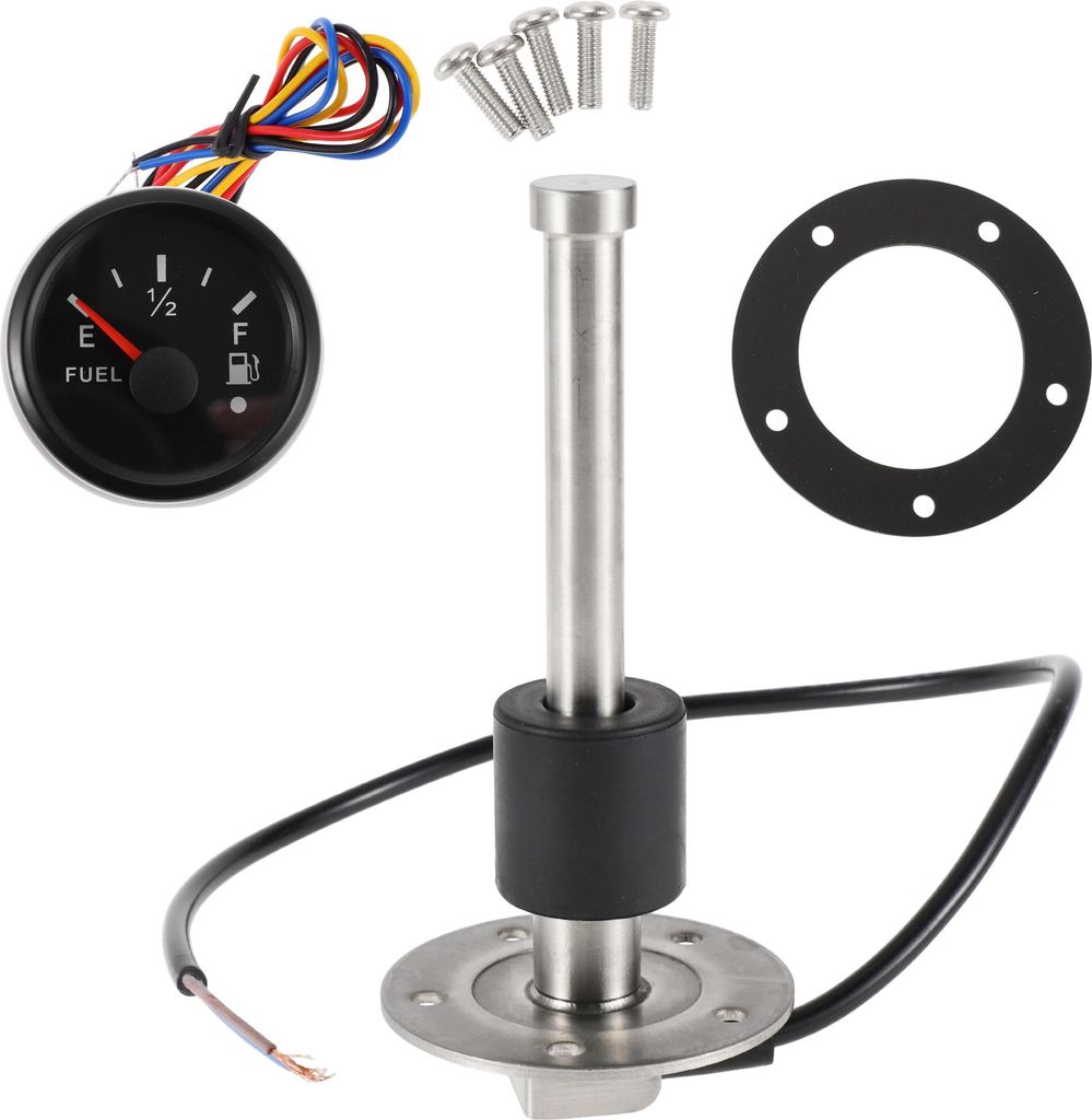 1 Satz Kraftstoff-Sendeinheit und Messgerät-Kit 5,91" Länge Boot Kraftstoff-Sendeinheit Marine Kraftstoff-Sender-Einheit Schwarz Silber Ton Metal...