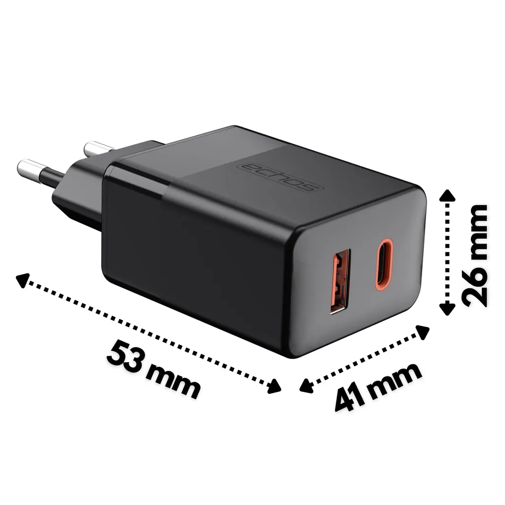 Alimentatore Echos 25W USB-C USB-A | Ricarica Rapida PD PPS Universale - 11