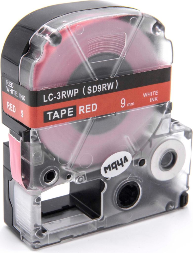 vhbw Schriftband-Kassette Ersatz für Epson LC-3RWP für Etiketten-Drucker 8m x 9mm Weiß auf Rot