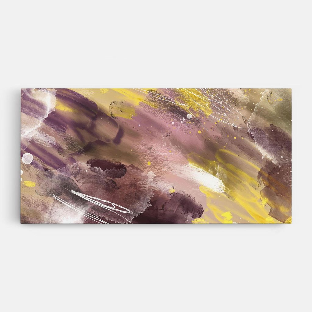 ARTHUB Leinwandbild 50x100 cm, Abstract Purple Yellow Art | Wohnzimmerdekoration, Hängende Bilder, Wanddekoration, Heimdekoration, Abstrakte, Ab...