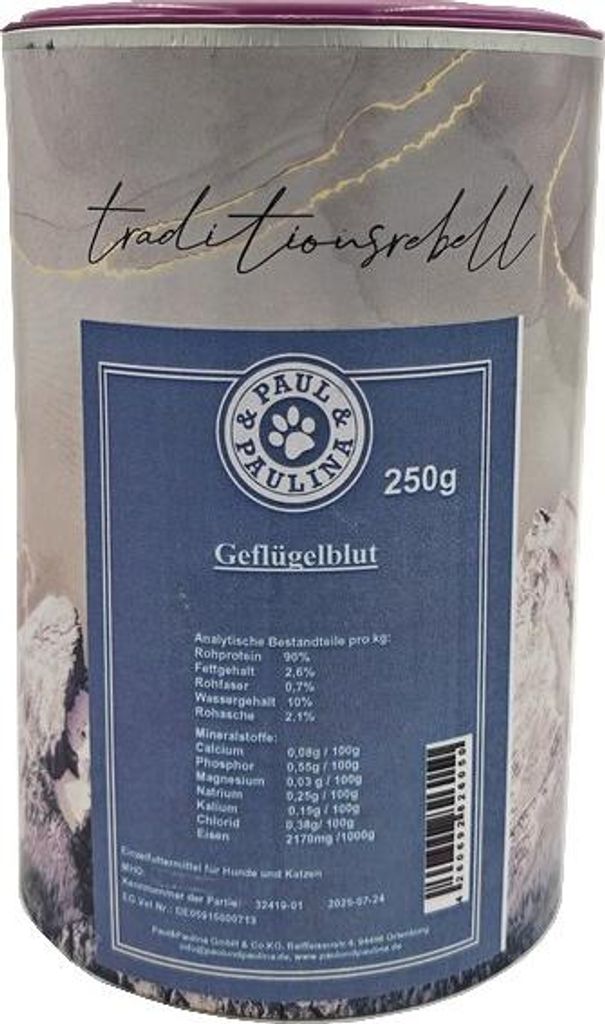 Paul & Paulina Geflügelblutpulver getrocknet 250g Produktbild 