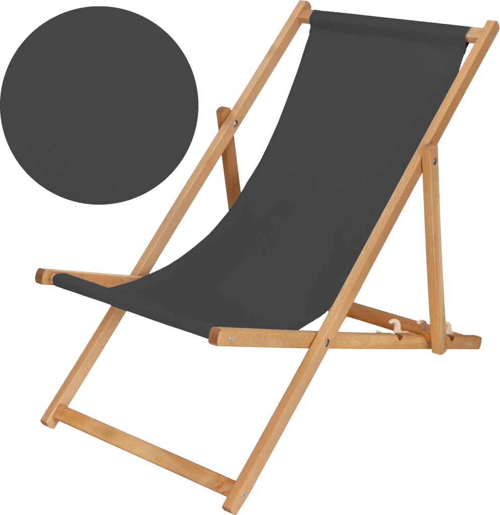 Springos Liegestuhl Gartenliege aus Holz imprägniert klappbar Relaxliege für Garten und Balkon mit Sicherheitssystem