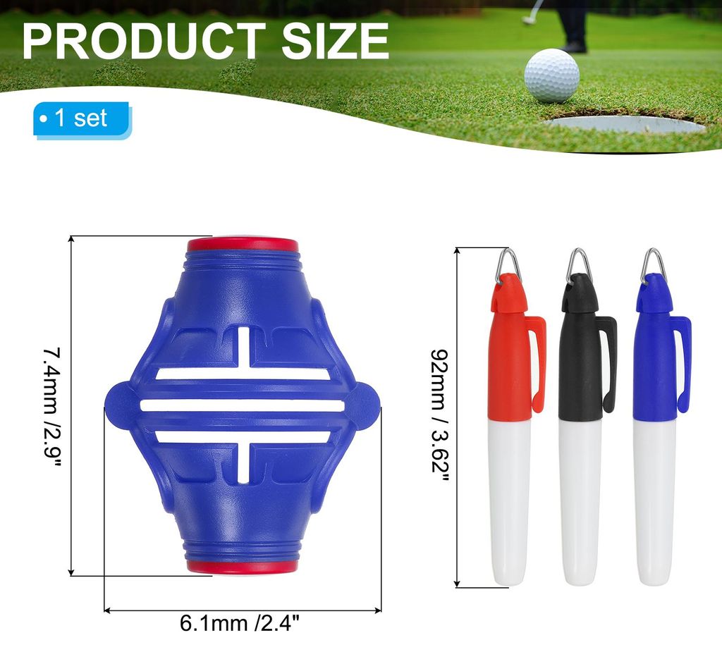 Golfball-Marker-Schablone 360-Grad-Dreifachspur-Golfball-Ausrichtungsmarkierungswerkzeug Linienzeichnungsmarker mit Markerstiften fš¹r M?nner und...