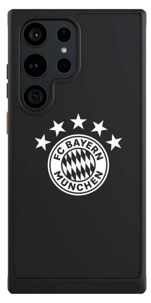 NIVOCASE Hülle für Samsung Galaxy S23 Ultra Handyhülle NIVOcore Case Schwarz FC Bayern München FCB transparent