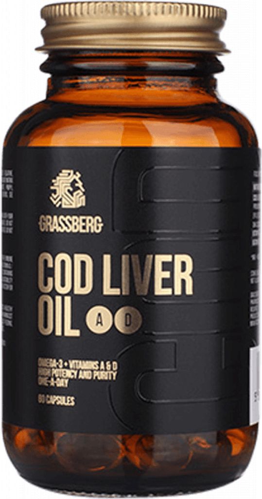 Grassberg Cod Liver Oil + A + D (60 Caps) Unflavoured - Vitamine, Mineralien & Gesundheit - Fettsuren