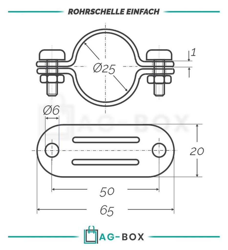 AG-BOX Doppelschelle Singel 25mm, 20 Stück