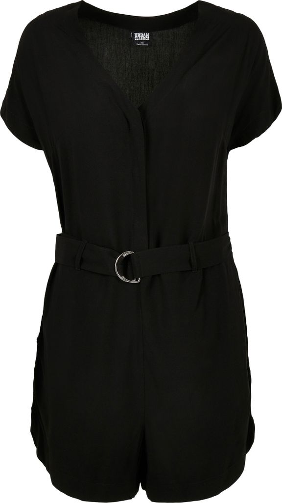 Urban Classics Jumpsuit Damen Ladies Short Black Viscose Belt Jumpsuit schwarz M