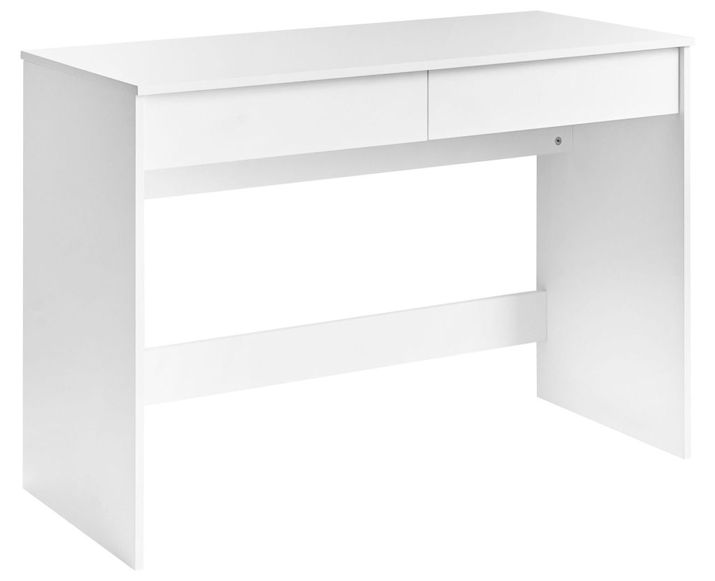 BELIANI Biurko białe płyta wiórowa 110 x 50 cm 2 szuflady Zdjęcie produktu 