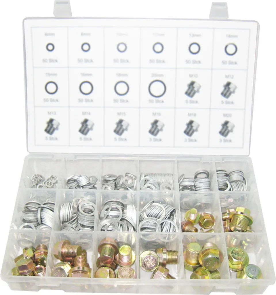 Coffret de 534 vis et joints d'étanchéité en aluminium M10 à M20