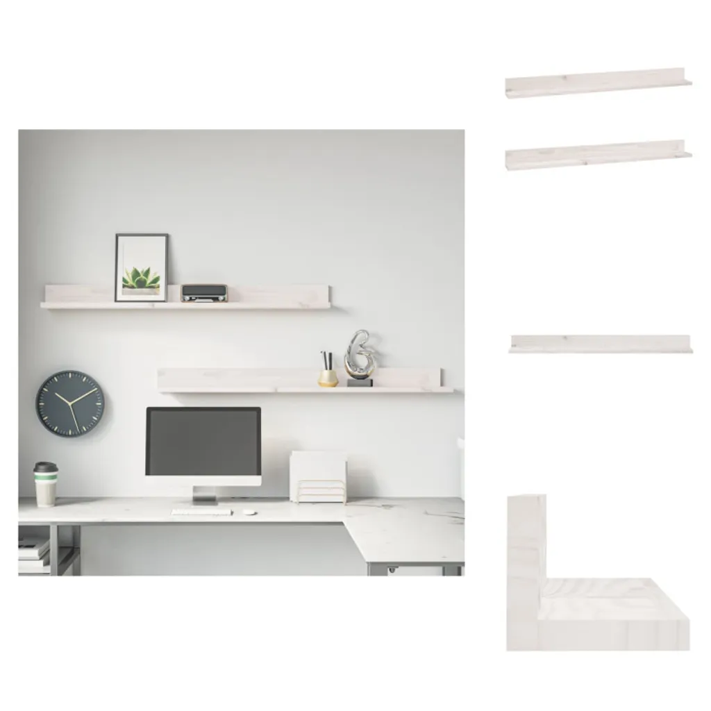 Mensole Design Bianco 110cm vidaXL - Pino Massiccio Premium Set 2