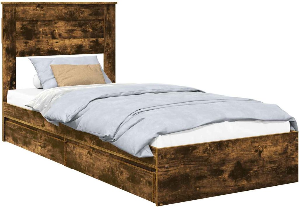 vidaXL Aufbewahrungsbett Geräucherte Eiche 100 x 200 cm Holzwerkstoff