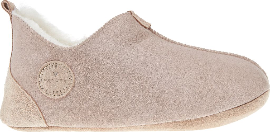 Vanuba - Damen Hausschuhe Oxford Lammfell Leder Wolle Pantoffeln D019 Beige-Weiß, Größe 36 EU