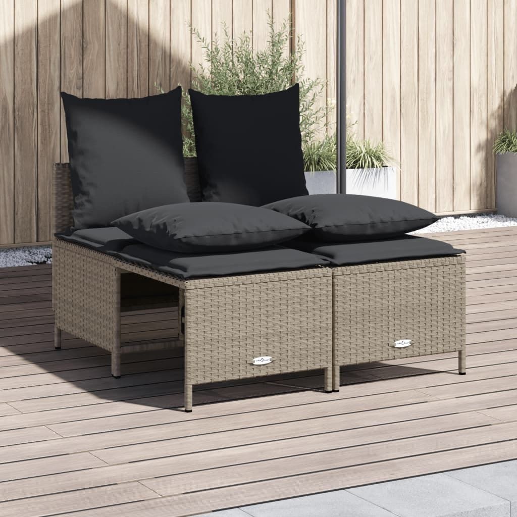 Maison Exclusive - 4-tlg. Garten-Sofagarnitur mit Kissen Hellgrau Poly Rattan