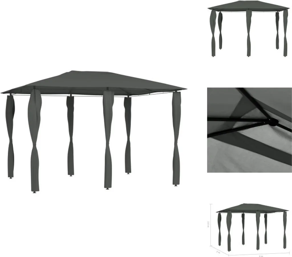 Tonnelle de jardin 3x4m Anthracite vidaXL - Tente de réception robuste