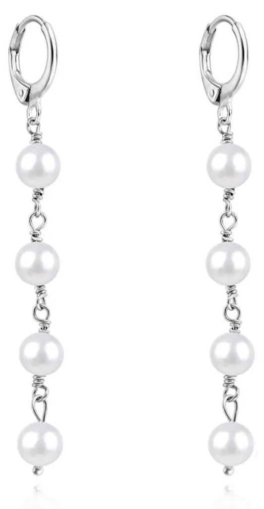 Boucles d'oreilles mariage perles d'eau douce et argent brillant