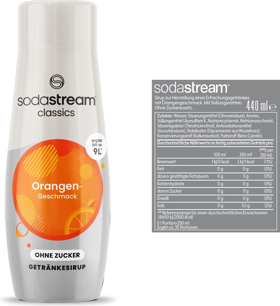 SodaStream Orange ohne Zucker Sirup 440ml, Dessertsirup, Produktbild 