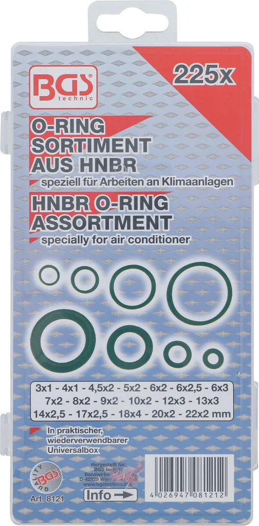 Kit Joints Toriques pour Réparation Hydraulique et Climatisation HNBR - 2