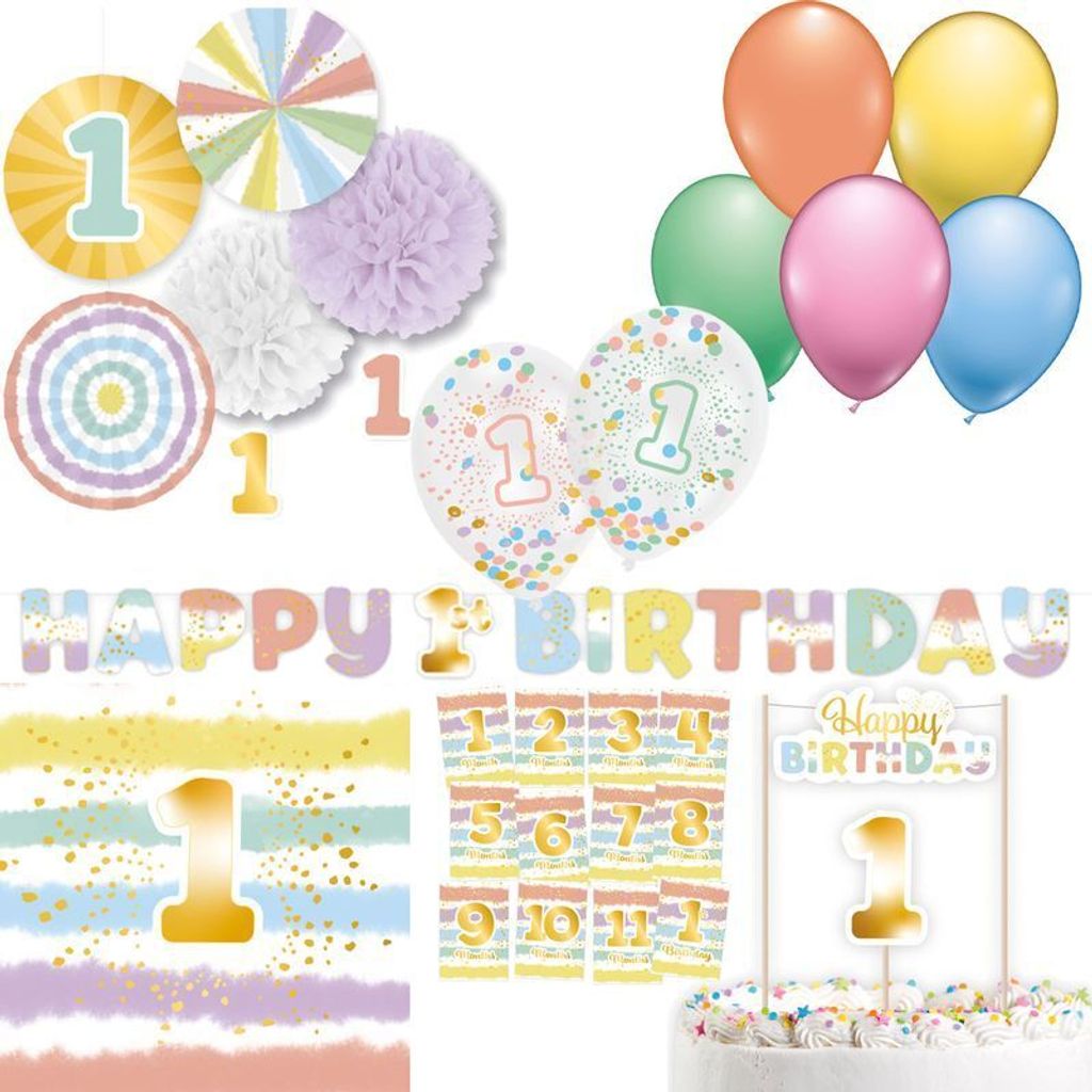 1. Geburtstag Deko Partyset Kindergeburtstag Mädchen & Jungen