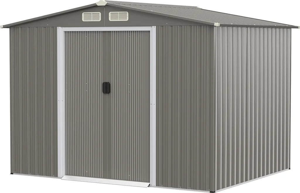 Abri de jardin en acier galvanisé 260x207x180cm avec fondation gris