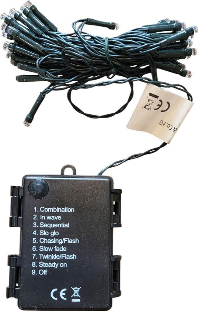 A string of LED lights with a control box.