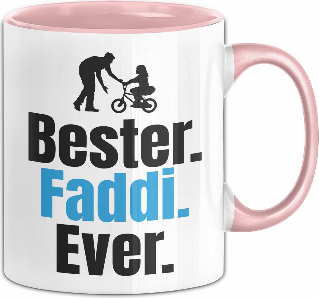 Bester Faddi Ever Tasse Geschenk zum Vatertag Geschenkidee Papa Geschenk von Sohn Tochter (Rosa)