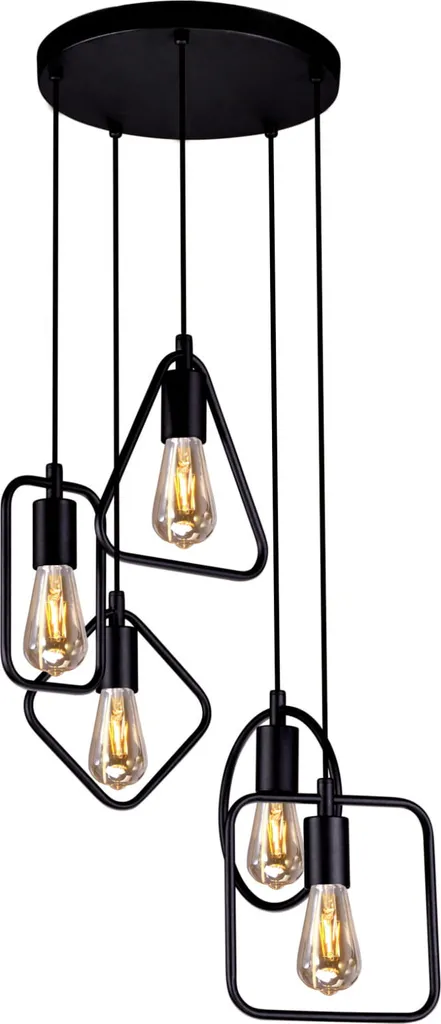 Suspension Multi-Lumière Noire en Métal GEO 95cm pour Salle à Manger