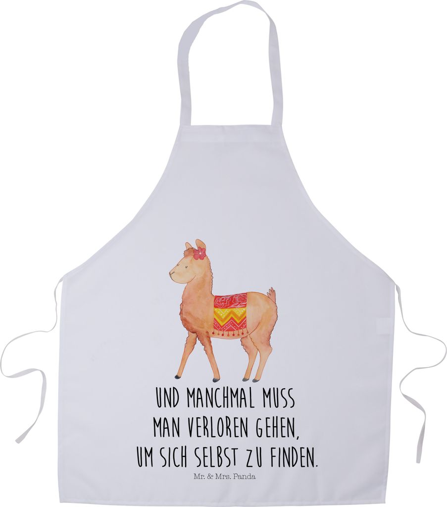 Mr. & Mrs. Panda Schürze Alpaka Stolz - Weiß - Geschenk, Kochschürze, Grillschürze, Lama, Grill, Gastro-Schürze, Küchenzubehör