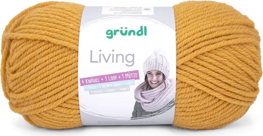 Gründl Wolle Living, 100 gr., tolle Schal- und Mützenwolle, 80 % Polyacryl/20% Polyamid Curry (11)NEU