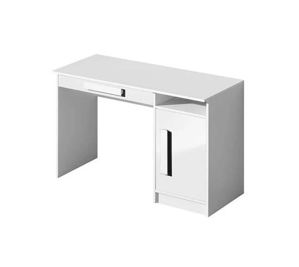 Bureau TUCHIN Blanc Brillant - Table de Travail Moderne 120x60 cm