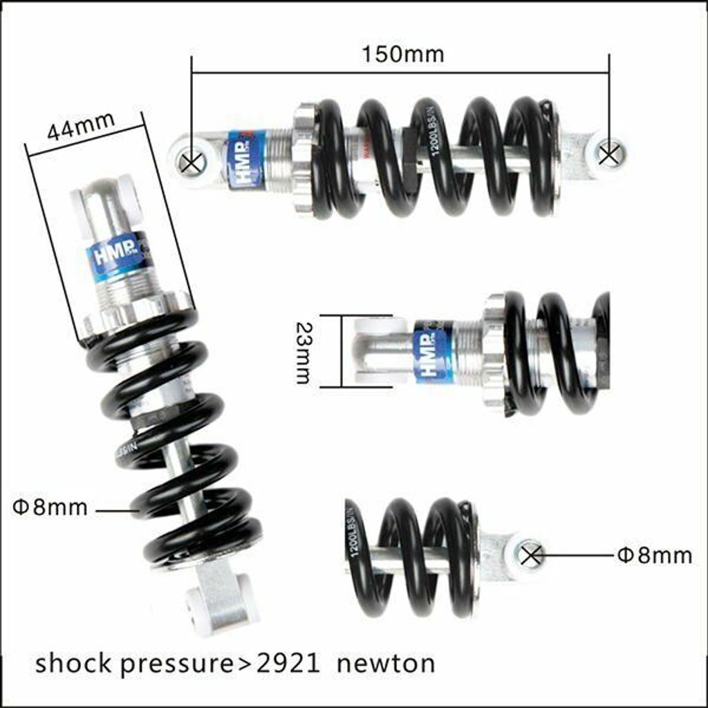 Federbein 150mm s/si Pocket Bike Pocket Quad Trike HMParts Produktbild 