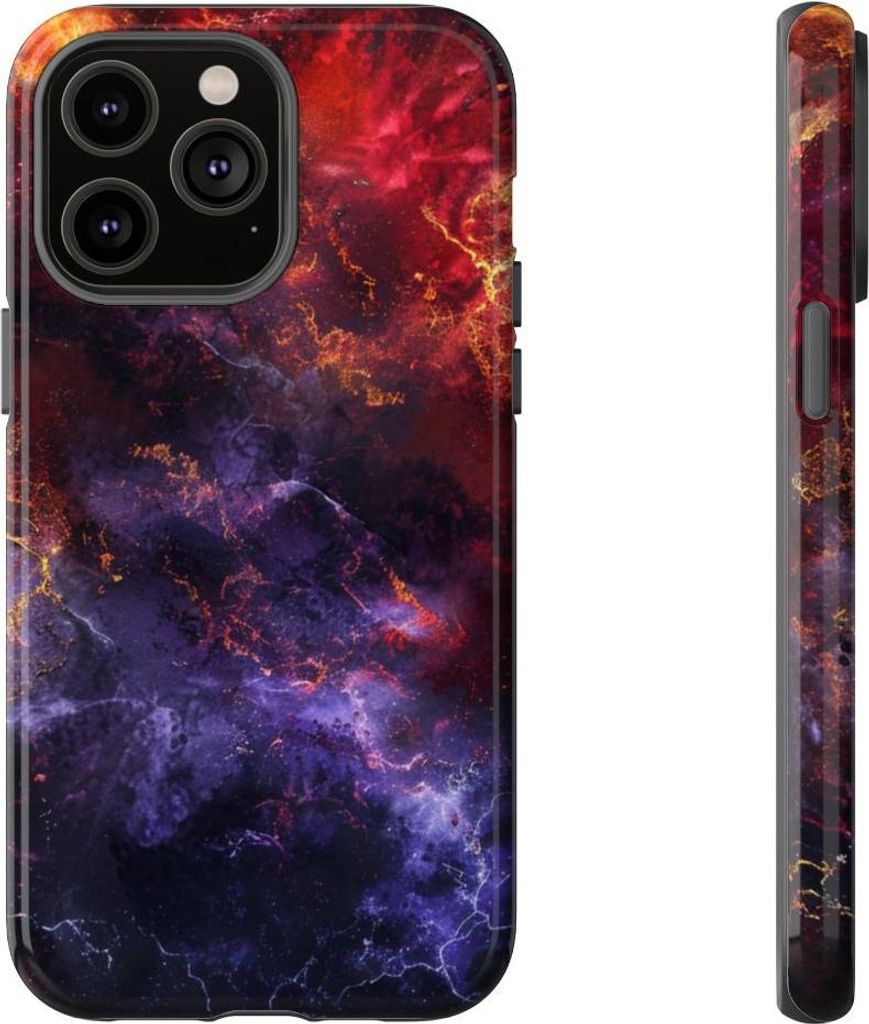 Dunkle Weltraum-Optik mit goldenen Adern – Hülle Kompatibel mit iPhone 14 Pro Max