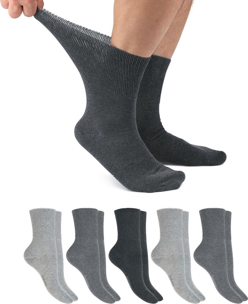 Footstar Damen & Herren Gesundheits Socken (6 Paar) Nahtfreie Diabetikersocken - Classic Grey 47-50