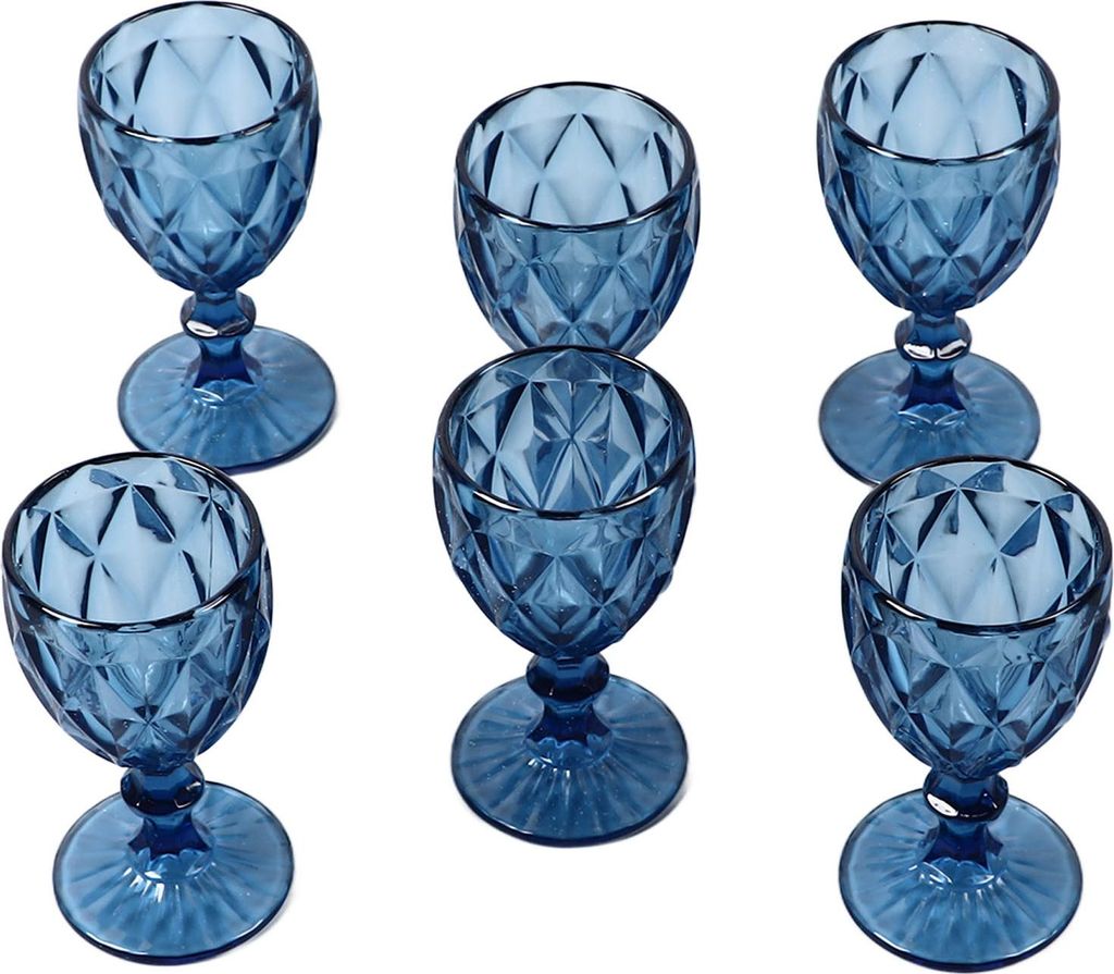 6-teiliges Vintage-Weingläser-Set, 240 ml, abgerundete Öffnung, dicker Boden, langer Stiel – ideal für Partys, Hochzeiten und Jubiläen.