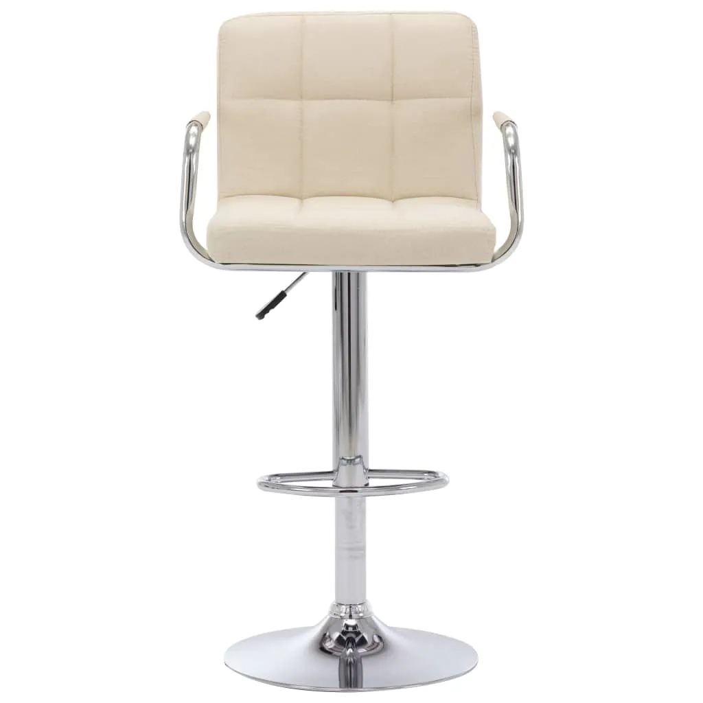 Tabouret de Bar vidaXL Crème avec Dossier Rembourré et Tissu Doux
